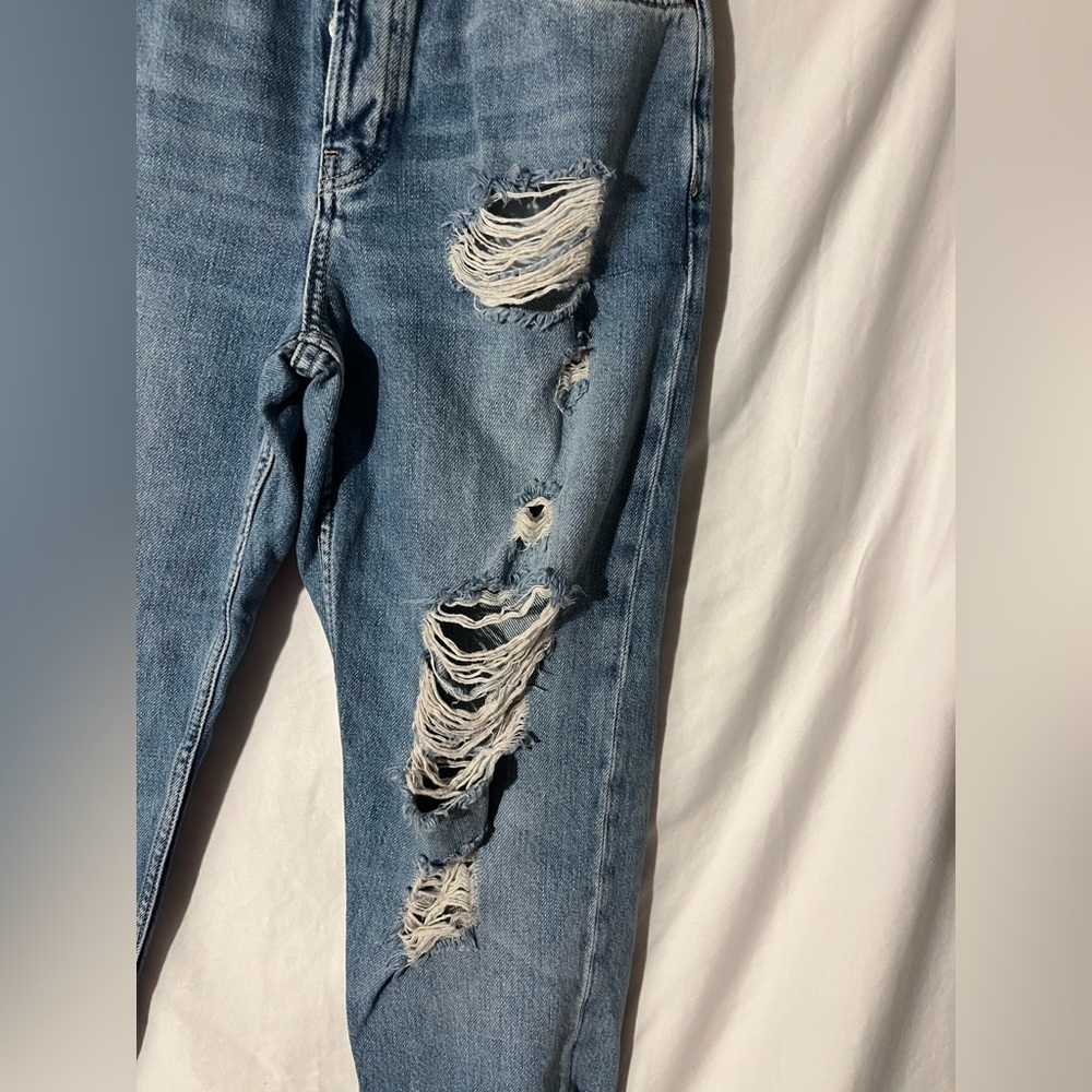 TopShop MOTO Super Ripped Distressed Loose Fit Hayden Boyfriend Jeans Sz 25 #64 - Picture 3 of 5